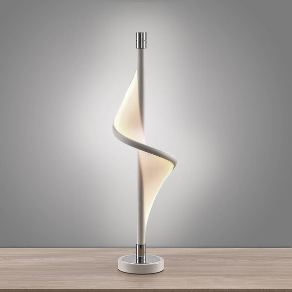 Lampa stołowa Edano Lucande, możliwość ściemniania, biały / opal, salon / jadalnia, tkanina / materiał / jedwab, nowoczesny