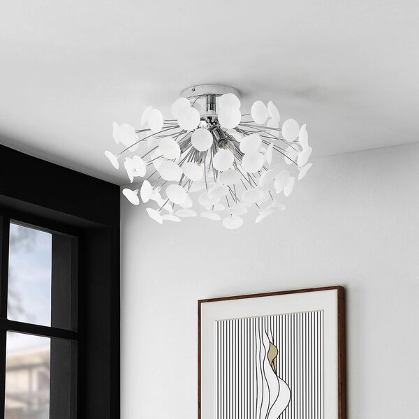 Lampa sufitowa Yurina Lindby, możliwość ściemniania, biały / opal, salon / jadalnia, tworzywo sztuczne, nowoczesny