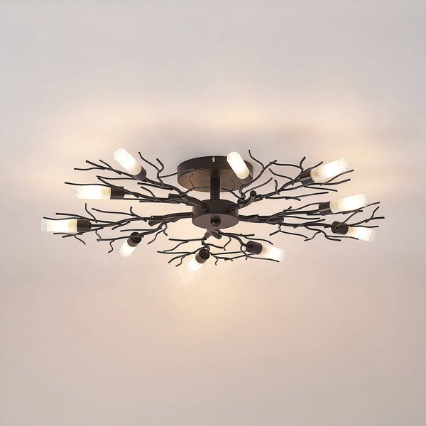 Lampa sufitowa Bigna Lindby, możliwość ściemniania, brązowy / rdzawy, salon / jadalnia, metal, nowoczesny