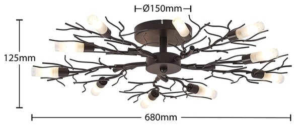 Lampa sufitowa Bigna Lindby, możliwość ściemniania, brązowy / rdzawy, salon / jadalnia, metal, nowoczesny