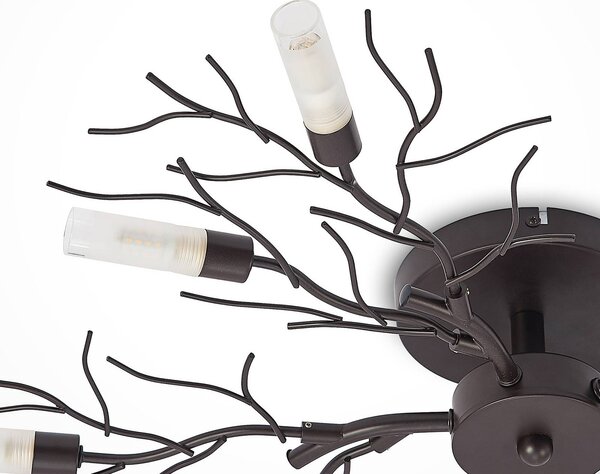 Lampa sufitowa Bigna Lindby, możliwość ściemniania, brązowy / rdzawy, salon / jadalnia, metal, nowoczesny