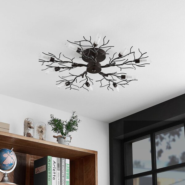 Lampa sufitowa Bigna Lindby, możliwość ściemniania, brązowy / rdzawy, salon / jadalnia, metal, nowoczesny