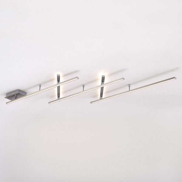 Lindby Lampa sufitowa LED Acia, możliwość ściemniania, aluminiowy / szary / cynkowy, salon / jadalnia, metal, nowoczesny
