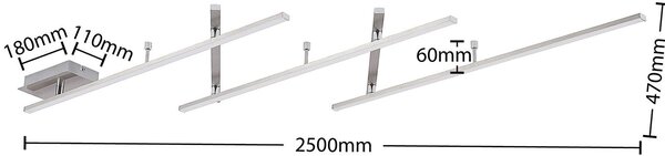 Lindby Lampa sufitowa LED Acia, możliwość ściemniania, aluminiowy / szary / cynkowy, salon / jadalnia, metal, nowoczesny