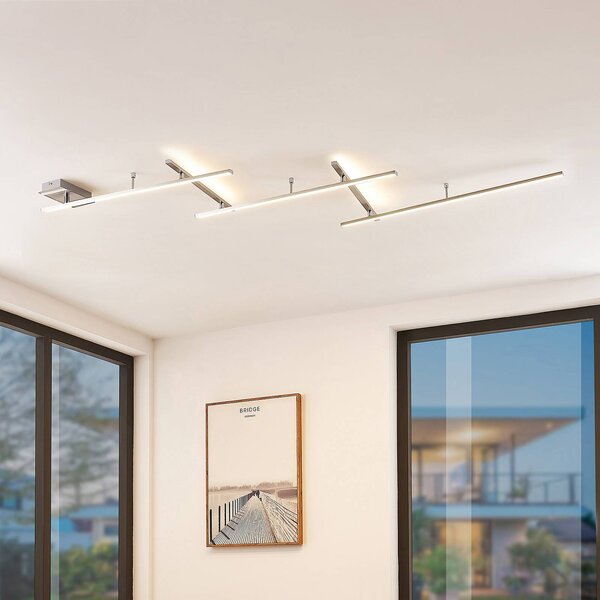 Lindby Lampa sufitowa LED Acia, możliwość ściemniania, aluminiowy / szary / cynkowy, salon / jadalnia, metal, nowoczesny