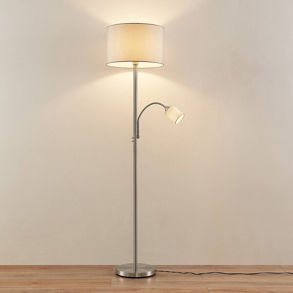 Lampa stojąca Colima Lindby, aluminiowy / szary / cynkowy, salon / jadalnia, metal, nowoczesny