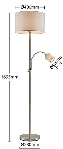 Lampa stojąca Colima Lindby, aluminiowy / szary / cynkowy, salon / jadalnia, metal, nowoczesny
