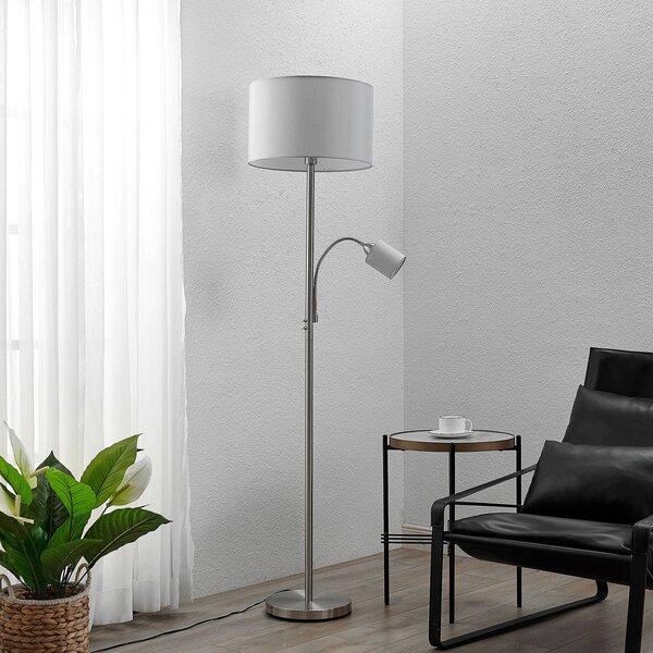 Lampa stojąca Colima Lindby, aluminiowy / szary / cynkowy, salon / jadalnia, metal, nowoczesny
