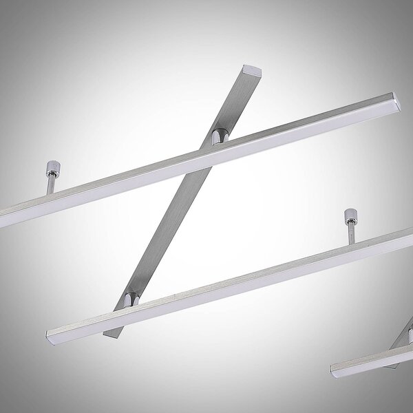 Lindby Lampa sufitowa LED Acia, możliwość ściemniania, aluminiowy / szary / cynkowy, salon / jadalnia, metal, nowoczesny