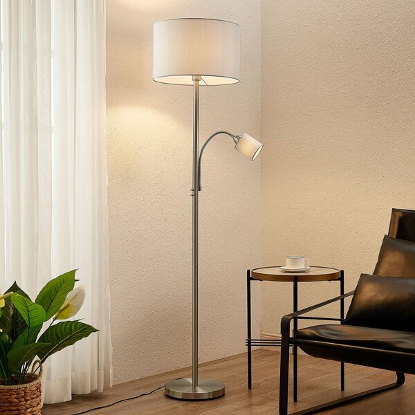 Lampa stojąca Colima Lindby, aluminiowy / szary / cynkowy, salon / jadalnia, metal, nowoczesny