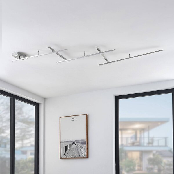 Lindby Lampa sufitowa LED Acia, możliwość ściemniania, aluminiowy / szary / cynkowy, salon / jadalnia, metal, nowoczesny