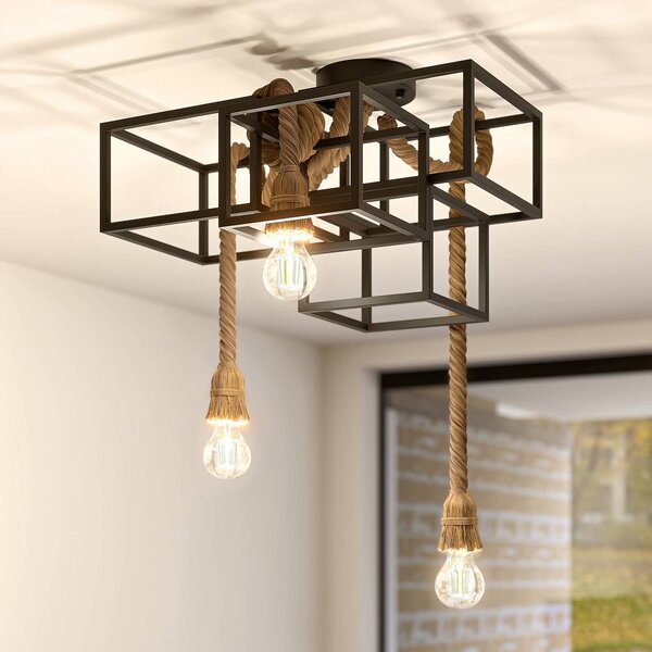 Lampa sufitowa Andrik Lucande, możliwość ściemniania, czarny, salon / jadalnia, metal, nowoczesny