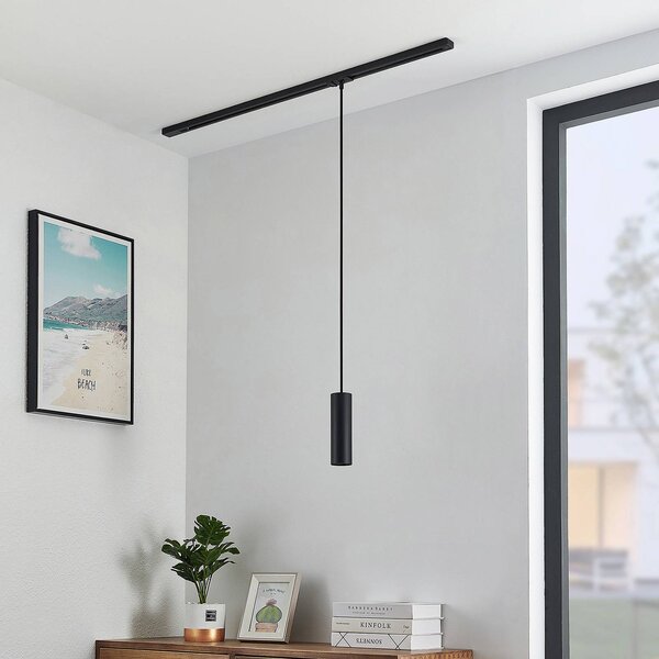 Lampa wisząca Lindby Linaro, 20 cm, czarna, 1-fazowa, GU10 Linaro, czarny, salon / jadalnia, metal, nowoczesny