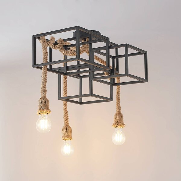 Lampa sufitowa Andrik Lucande, możliwość ściemniania, czarny, salon / jadalnia, metal, nowoczesny