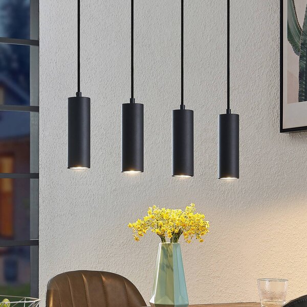 Lampa wisząca Maniva Lindby, możliwość ściemniania, jasne drewno, salon / jadalnia, metal, nowoczesny