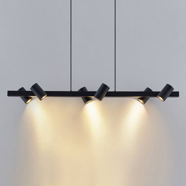 Lampa wisząca Savoli Lindby, możliwość ściemniania, czarny, salon / jadalnia, metal, nowoczesny