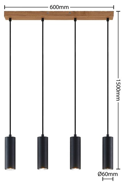 Lampa wisząca Maniva Lindby, możliwość ściemniania, jasne drewno, salon / jadalnia, metal, nowoczesny