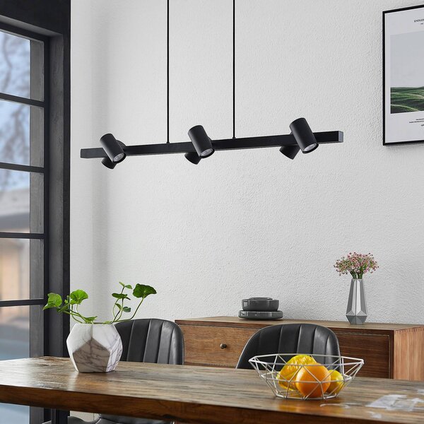 Lampa wisząca Savoli Lindby, możliwość ściemniania, czarny, salon / jadalnia, metal, nowoczesny