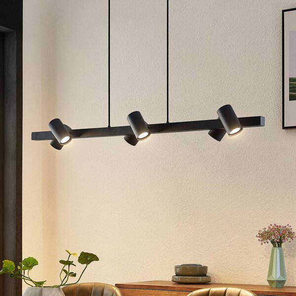 Lampa wisząca Savoli Lindby, możliwość ściemniania, czarny, salon / jadalnia, metal, nowoczesny