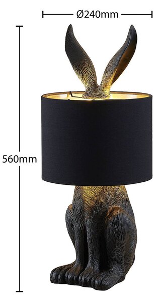 Lampa stołowa Lorentina Lindby, czarny, salon / jadalnia, tkanina / materiał / jedwab, design