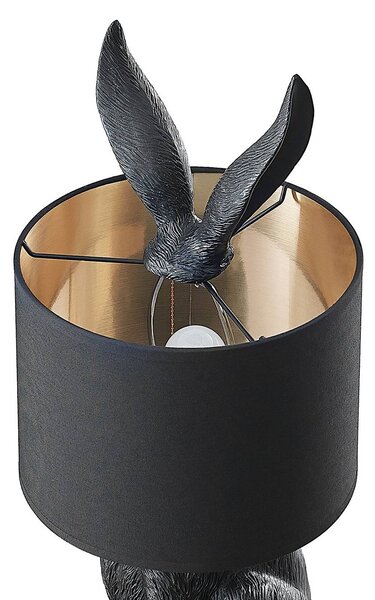 Lampa stołowa Lorentina Lindby, czarny, salon / jadalnia, tkanina / materiał / jedwab, design