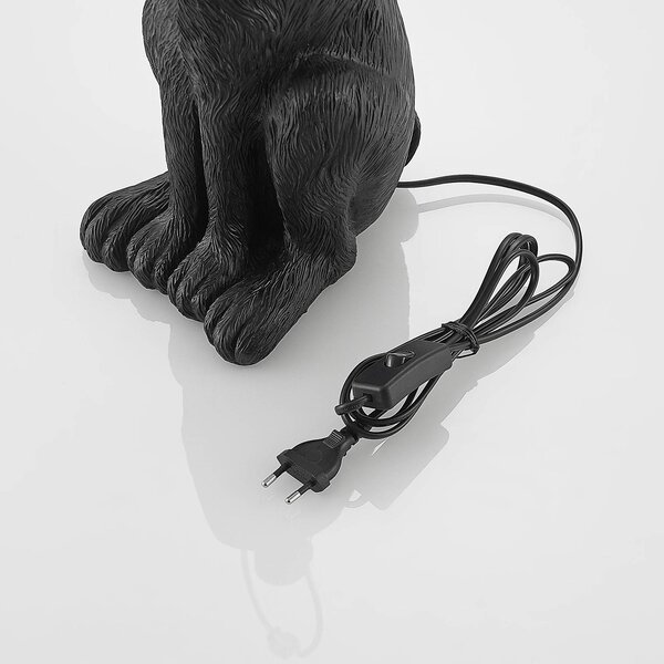 Lampa stołowa Lorentina Lindby, czarny, salon / jadalnia, tkanina / materiał / jedwab, design