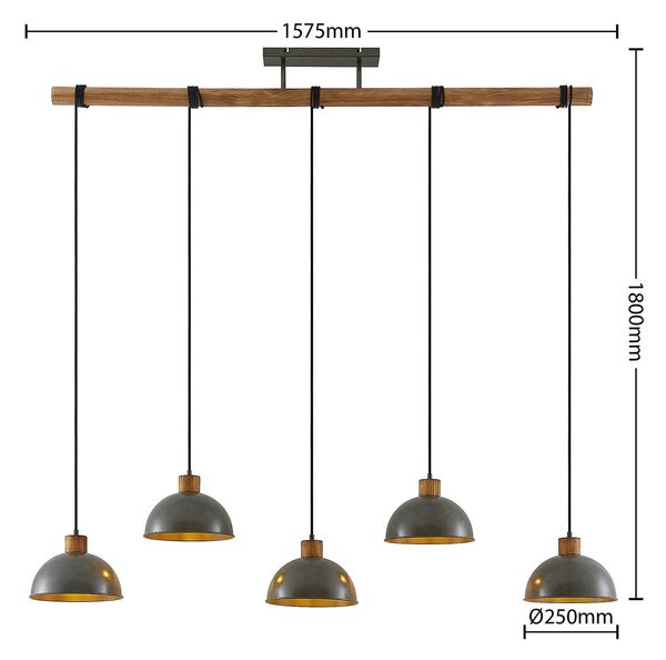 Lampa wisząca Durbis Lindby, możliwość ściemniania, jasne drewno, salon / jadalnia, drewno, vintage