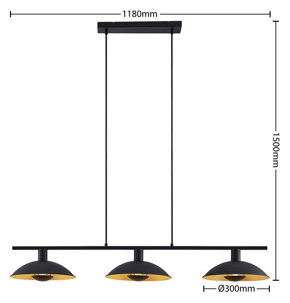 Lampa wisząca Narisara Lindby, możliwość ściemniania, czarny, salon / jadalnia, metal, nowoczesny
