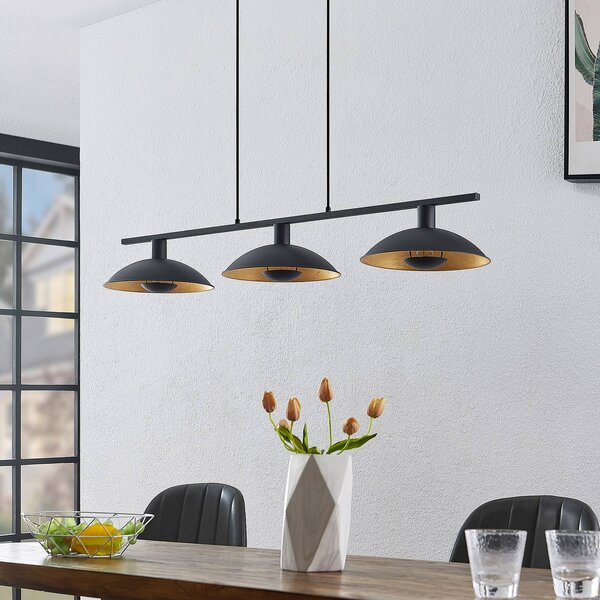 Lampa wisząca Narisara Lindby, możliwość ściemniania, czarny, salon / jadalnia, metal, nowoczesny