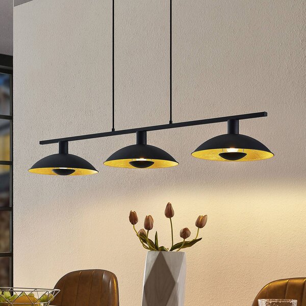 Lampa wisząca Narisara Lindby, możliwość ściemniania, czarny, salon / jadalnia, metal, nowoczesny