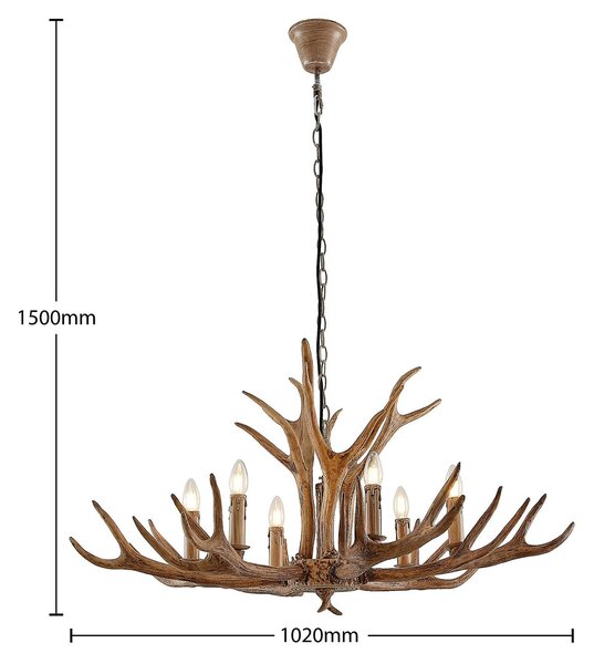 Lampa wisząca Tejask Lindby, możliwość ściemniania, brązowy / rdzawy, salon / jadalnia, tworzywo sztuczne, dworkowy / rustykalny