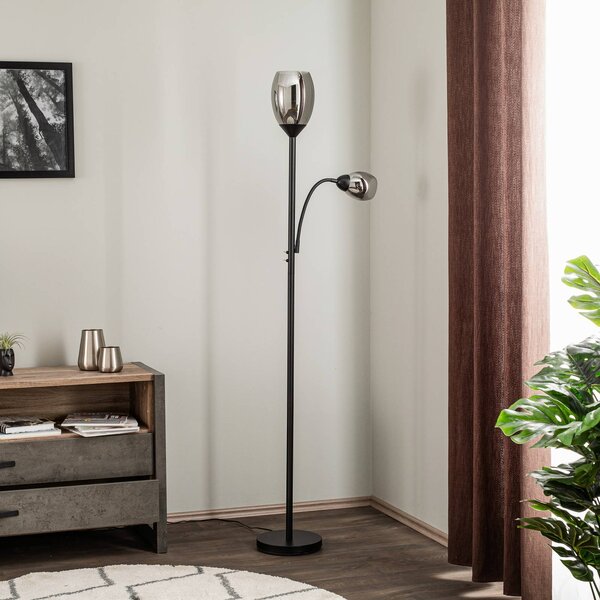 Lampa stojąca Irmino Lindby, czarny, salon / jadalnia, metal, nowoczesny