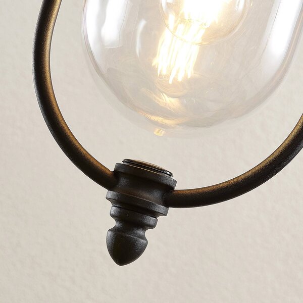 Lampa wisząca zewnętrzna Lindby Clint, metal, odporność na działanie wody Clint Lindby, możliwość ściemniania, miedziany, aluminium, vintage