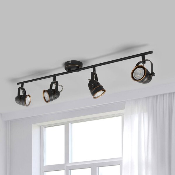 Reflektor sufitowy Lindby Leonor, 4-punktowy, czarny, metal, 78 cm Leonor Lindby, możliwość ściemniania, czarny, salon / jadalnia, metal