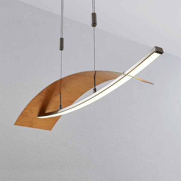 Lampa wisząca Marija Lucande, możliwość ściemniania, mosiężny / złoty, salon / jadalnia, metal, nowoczesny