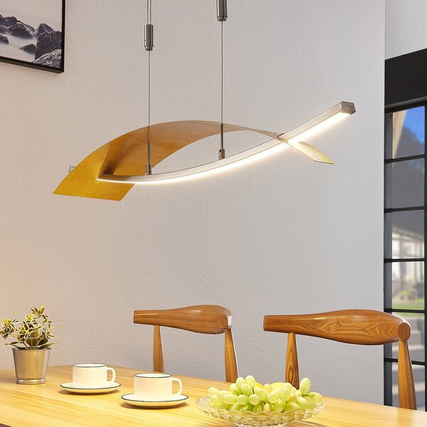 Lampa wisząca Marija Lucande, możliwość ściemniania, mosiężny / złoty, salon / jadalnia, metal, nowoczesny