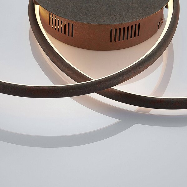 Lampa sufitowa LED Joline Lindby, brązowy / rdzawy, salon / jadalnia, metal, nowoczesny