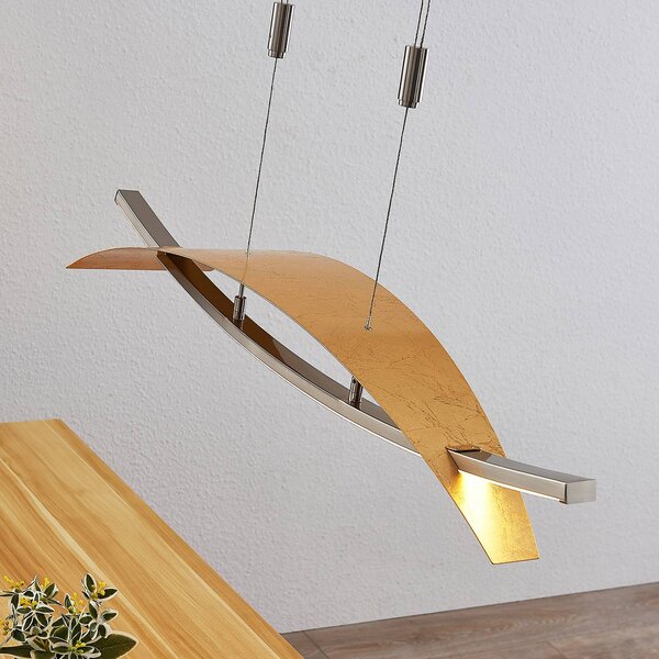 Lampa wisząca Marija Lucande, możliwość ściemniania, mosiężny / złoty, salon / jadalnia, metal, nowoczesny