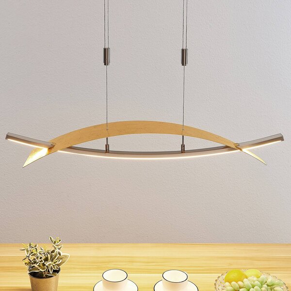 Lampa wisząca Marija Lucande, możliwość ściemniania, mosiężny / złoty, salon / jadalnia, metal, nowoczesny