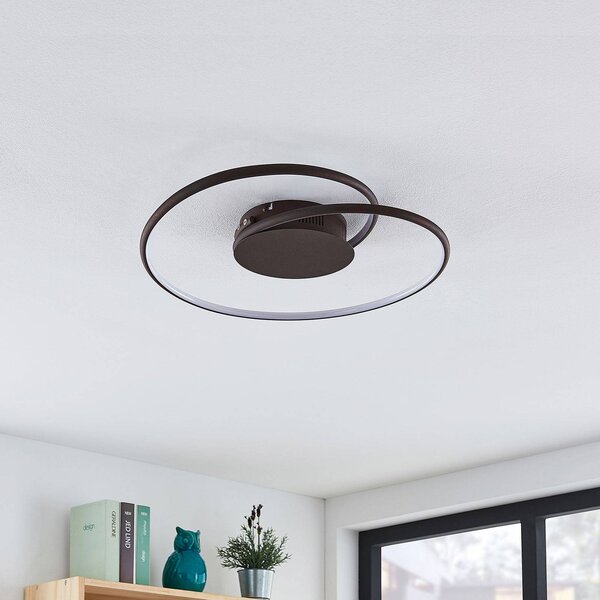 Lampa sufitowa LED Joline Lindby, brązowy / rdzawy, salon / jadalnia, metal, nowoczesny