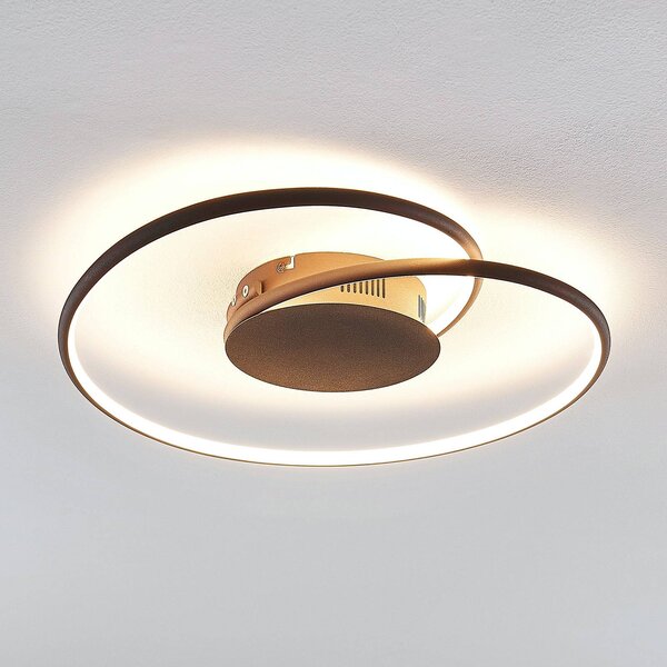 Lampa sufitowa LED Joline Lindby, brązowy / rdzawy, salon / jadalnia, metal, nowoczesny