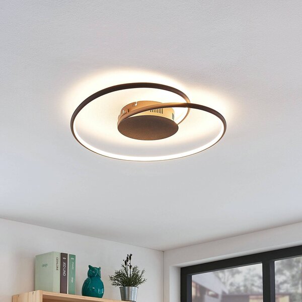 Lampa sufitowa LED Joline Lindby, brązowy / rdzawy, salon / jadalnia, metal, nowoczesny