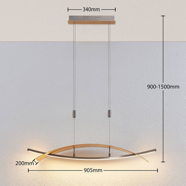 Lampa wisząca Marija Lucande, możliwość ściemniania, mosiężny / złoty, salon / jadalnia, metal, nowoczesny