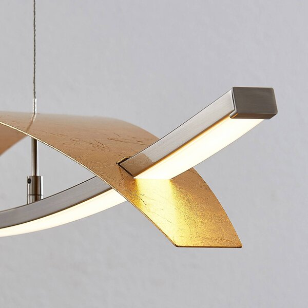 Lampa wisząca Marija Lucande, możliwość ściemniania, mosiężny / złoty, salon / jadalnia, metal, nowoczesny
