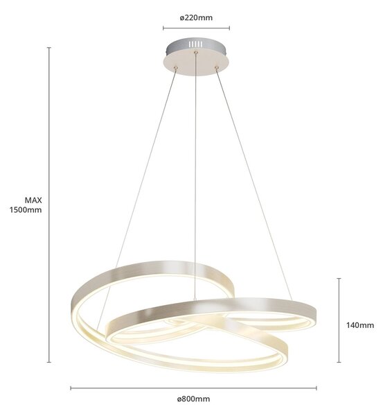 Lampa wisząca Gunbritt Lucande, możliwość ściemniania, aluminiowy / szary / cynkowy, salon / jadalnia, aluminium, nowoczesny