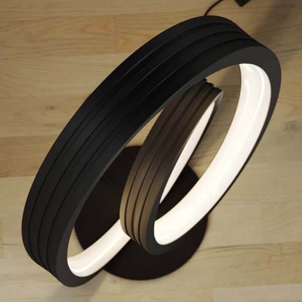 Lampa stojąca LED Bronwyn Lucande, możliwość ściemniania, czarny, salon / jadalnia, aluminium, nowoczesny