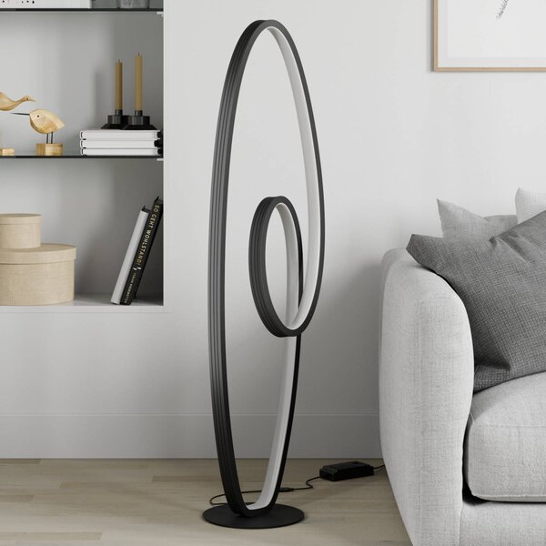 Lampa stojąca LED Bronwyn Lucande, możliwość ściemniania, czarny, salon / jadalnia, aluminium, nowoczesny