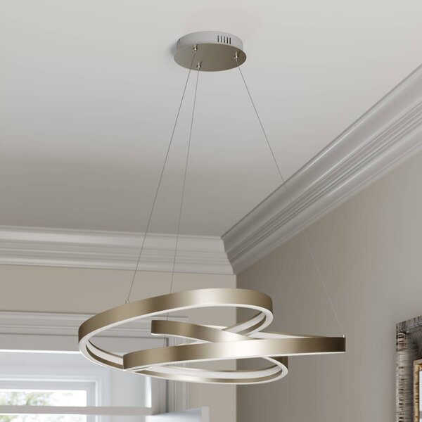 Lampa wisząca Gunbritt Lucande, możliwość ściemniania, aluminiowy / szary / cynkowy, salon / jadalnia, aluminium, nowoczesny