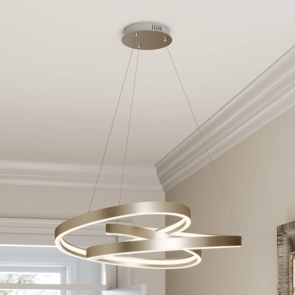 Lampa wisząca Gunbritt Lucande, możliwość ściemniania, aluminiowy / szary / cynkowy, salon / jadalnia, aluminium, nowoczesny