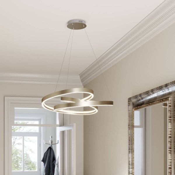 Lampa wisząca Gunbritt Lucande, możliwość ściemniania, aluminiowy / szary / cynkowy, salon / jadalnia, aluminium, nowoczesny